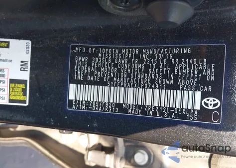 2020 Toyota Corolla Le z USA, uszkodzony, nr VIN 5YFEPRAEXLP074911